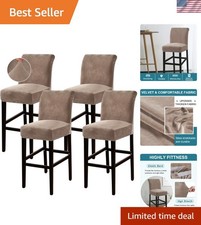 Elegante Copri Sgabelli da Bar in Velluto Confezione da 4 - Copri Sgabelli Moderni Taupe per Casa