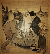 Theophile STEINLEN (1859-1923) PARIGI LITOGRAFIA Art Deco originale FIRMATA da collezione