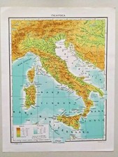 VINTAGE MAPPA  38X29CM CARTE FISICO -POLITICA  ANNI 80
