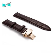 cinturino orologio in pelle coccodrillo marrone fibbia deployante oro rosa da mm