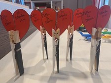 Segnaposto molletta sposi matrimonio decorata a mano