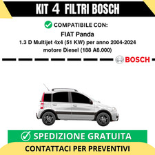 KIT BOSCH 4 Filtri tagliando per FIAT Panda 1.3 D Multijet 4x4 51 kw Diesel 2...