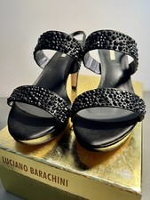 Sandali Luciano Baracchini Nero Strass Con Tacco, Tg 40, Usati Una Volta Sola