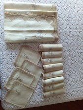 Tovaglia rettangolare in lino fatta a mano x 12 persone con tovaglioli