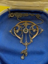 spilla CHAIN PENDENTIF BROCHE antica inizi 900 oro GOLD 9 kt  ARGENTO  DIAMANTI