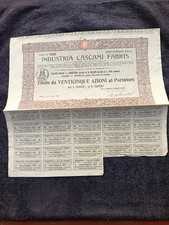 Certificato azionario storico molto raro Industria Cascami Fabris - Milano 1905