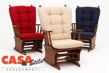 Sedia a Dondolo Relax in Legno Noce con Cuscino Morbido Multicolore