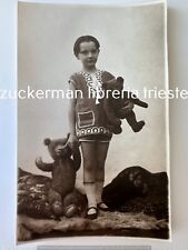 foto primo 900 anni 20 bambina con peluche tipo Steiff orso  abiti eleganti 