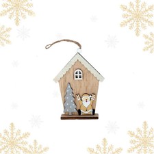 Palline di Natale in legno mod. Casetta - 1 o 3 decorazioni in legno per albero 