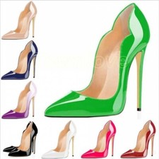 Scarpe donna decolte stiletto pelle verniciata tacco alto a punta estive festa
