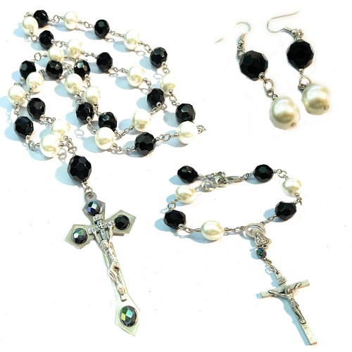 Set collana rosario - nero, da