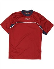 UHLSPORT T-shirt uomo grafica top UK 46/48 XL marrone colorblock poliestere SI10