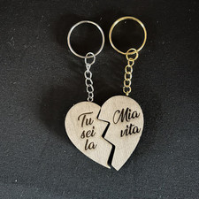 Coppia Portachiavi con Ciondoli Cuore Spezzato  Regalo Innamorati O Amici