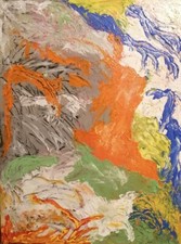 Quadro moderno Astratto dipinto a spatola su tela con bordi dipinti neri.