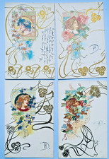 Art Nouveau 4 Cartoline Non
