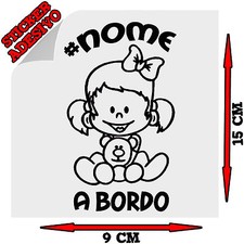 Personalizza con il Nome della Tua Bimba Sticker Adesivo Decal A Bordo Auto 