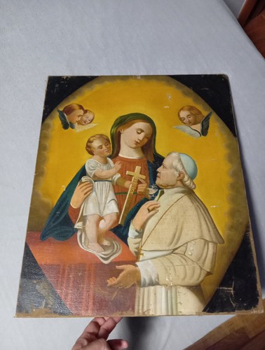 Dipinto antico madonna con - dipinto,