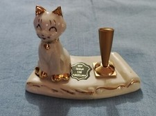 Statuina Portapenne Scrivania marchio Capodimonte gatto gattino porcellana Cat