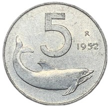 5 LIRE 1952 - DELFINO E TIMONE
