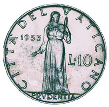 Vatican City 10 Lire, 1953~We