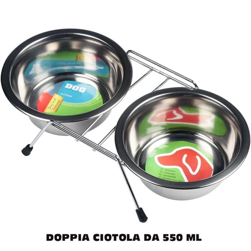 Doppia ciotola con supporto - doppia,