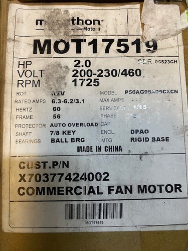 Trane mot17519 208 - mot17519, 208-230/460v3ph