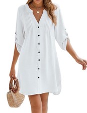 Copricostume da Spiaggia da Donna, con Scollo A V, Abbottonato, Copricostum6910