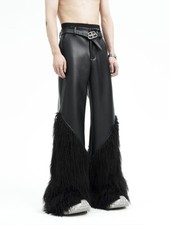 Pantalone pelle nero cuciture