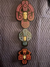 (3) Originale J.W. Sculture da parete ispirate al tron Eaton anni '80 Art Nouveau Deco