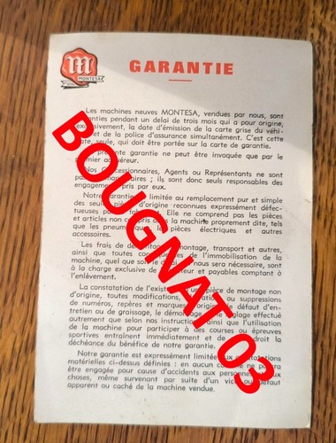 Carte garantie montesa cota - de,