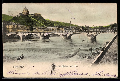 Cartolina torino ponte in - ponte,