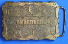 Fibbia vintage in ottone, Underberg German Family Bitters, per cintura 11/2" ** [29874]