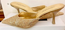 SANDALO SABOT n 38 color ORO donna GLITTER ragazza tacco basso COMODE