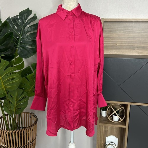 Zara satin long sleeve - satin, button