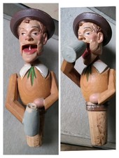 Tappo Sughero Animato In Legno Con Sughero Ancora Nuovo - Epoca Non Saprei