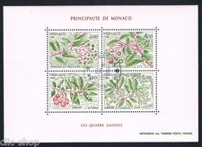 MONACO 1 FOGLIETTO LE QUATTRO STAGIONI DEL CORBEZZOLO 1986 timbrato