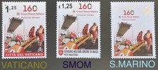 CROCE ROSSA 2024 CONGIUNTA SMOM ITALIA SAN MARINO VATICANO 3 FRANCOBOLLI VALORI