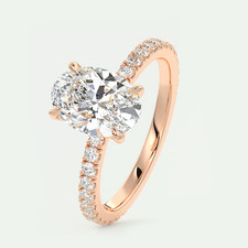 Anello semimontato in oro rosa massiccio 18 kt per matrimonio ovale diamante ...