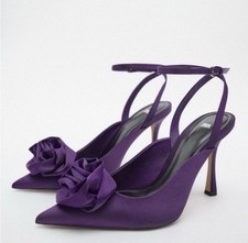 Zara Purple Heels With Floral