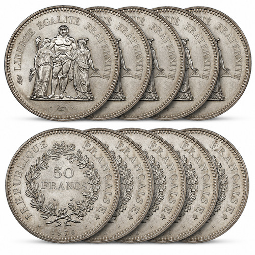 Lot pièces 50 - 10, francs