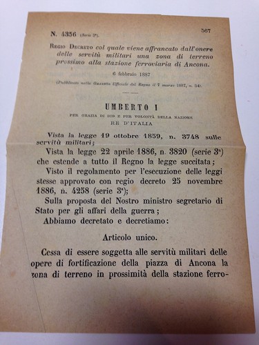 Regio decreto 1887 - regio, 6/02/1887