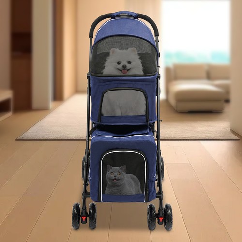 Passeggino doppio blu - blu, cani