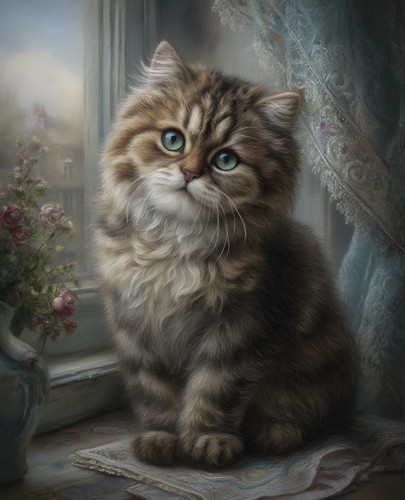 Gattino tabby occhi blu alla