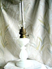 ANTICA LAMPADA LANTERNA VETRO OPALINE, LUME DA TAVOLO ORIGINALE FINE '800