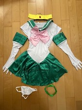 Costume cosplay Sailor Moon Makoto Kino verde e bianco stile raso usato Giappone