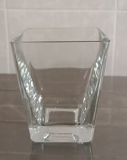 Vaso Trasparente Alto 9 Cm Bocca 7 X 7 Cm 5x 5cm Base  Vintage Raro Design Vetro