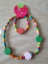 Collana e Bracciale perline di legno per bambine 