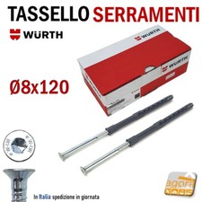 50PZ TASSELLO PROLUNGATO 8x120 VITE ACCIAIO WURTH SHARK SERRAMENTI AW30 LUNGO