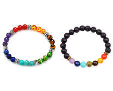 Bracciale 7 Chakra Guarigione Equilibrio Reiki Buddha Preghiera Pietra Naturale