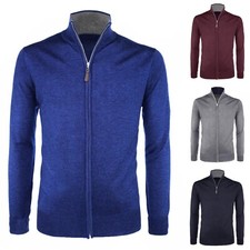 Cardigan Uomo di Lana Maglione Invernale con Zip Intera Maglia Giacca Pullover l
